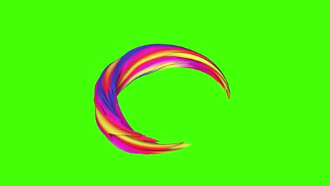 animación de forma 3d abstractamente colorida en pantalla verde tecla de croma, elemento de diseño gráfico