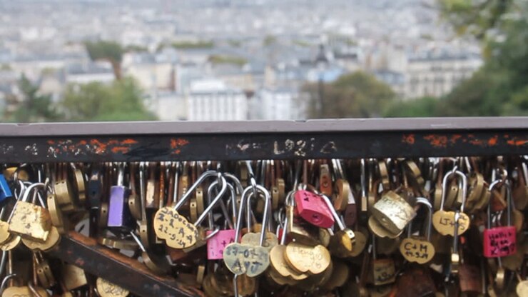 Love Locks on a Bridge in Paris