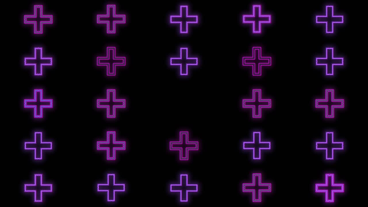 patrón de cruces con luz de neón púrpura