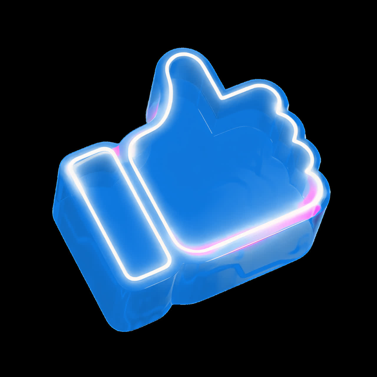 Neon thumbs up-ikon glødende animation isoleret aktiv, transparent 4K-video, alfakanal, ProRes