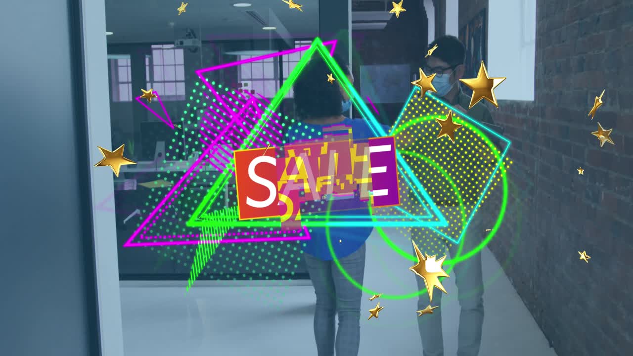 다양한 비즈니스 사람들에 대한 판매 텍스트의 애니메이션