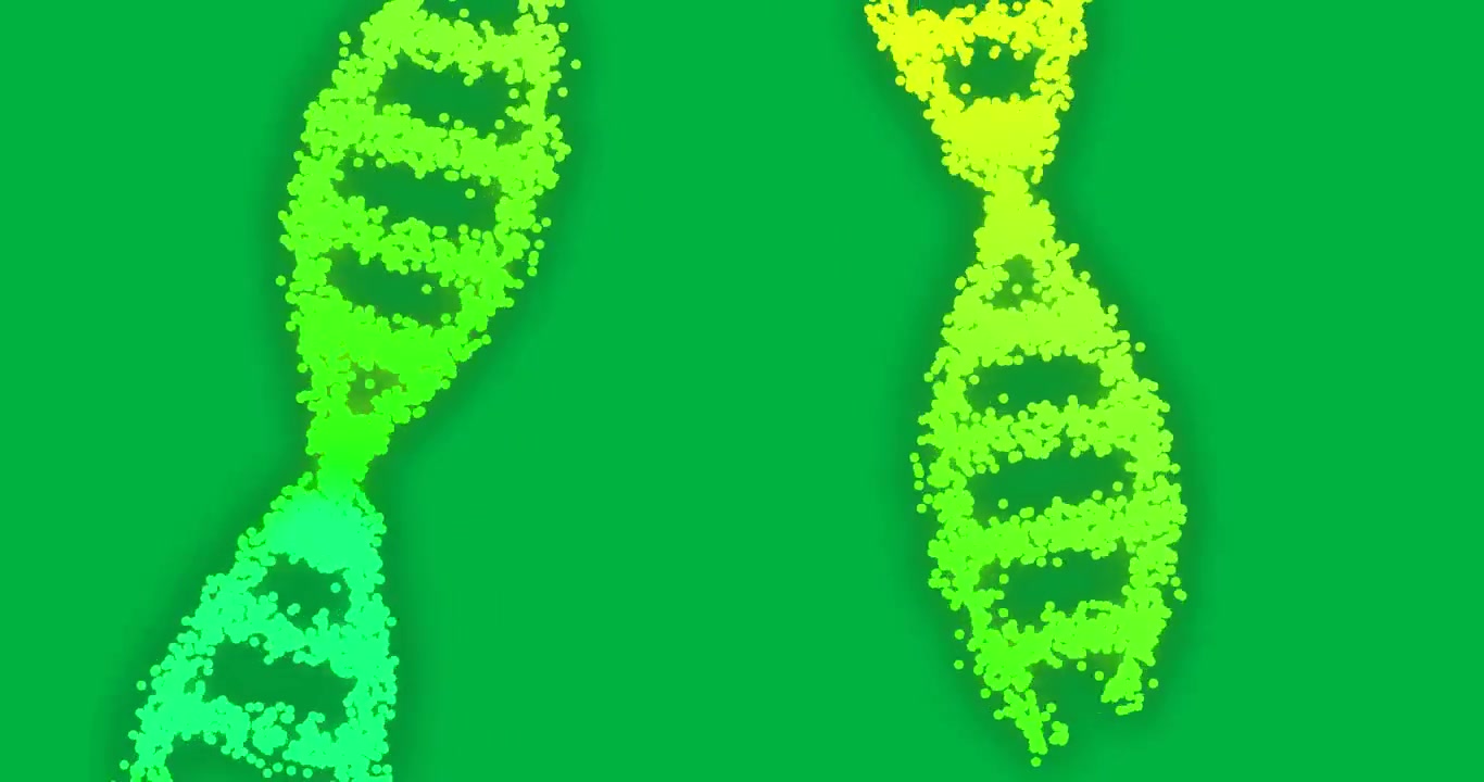 Animazione di filamenti di DNA su sfondo trasparente