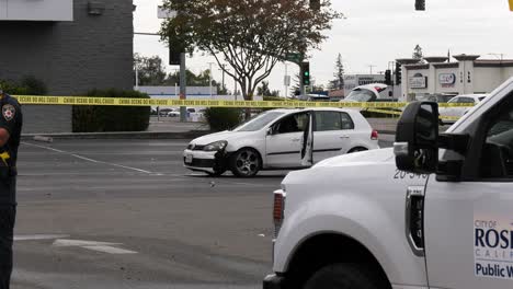 警方在街上搜查汽车