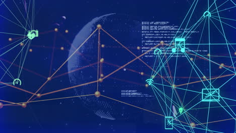animación de la red de conexiones y procesamiento de datos en todo el mundo