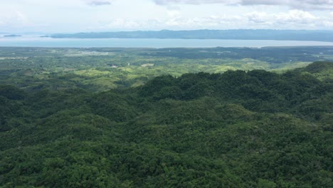 Jungle-covered-terrain-with-ocean-in-distant,-Samar-Island-Philippines