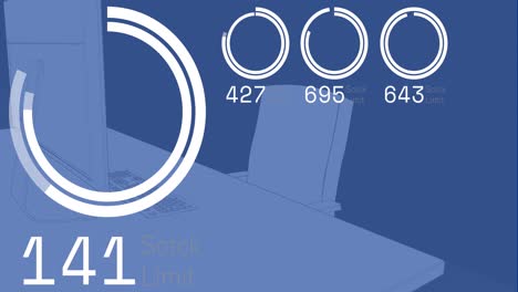 Animation-of-stock-market-data-processing-against-3d-office-desk