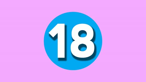 Number-18-eighteen-sign-symbol-animation-motion-graphics-on-blue-circle-purple-background,cartoon-video-number-for-video-elements