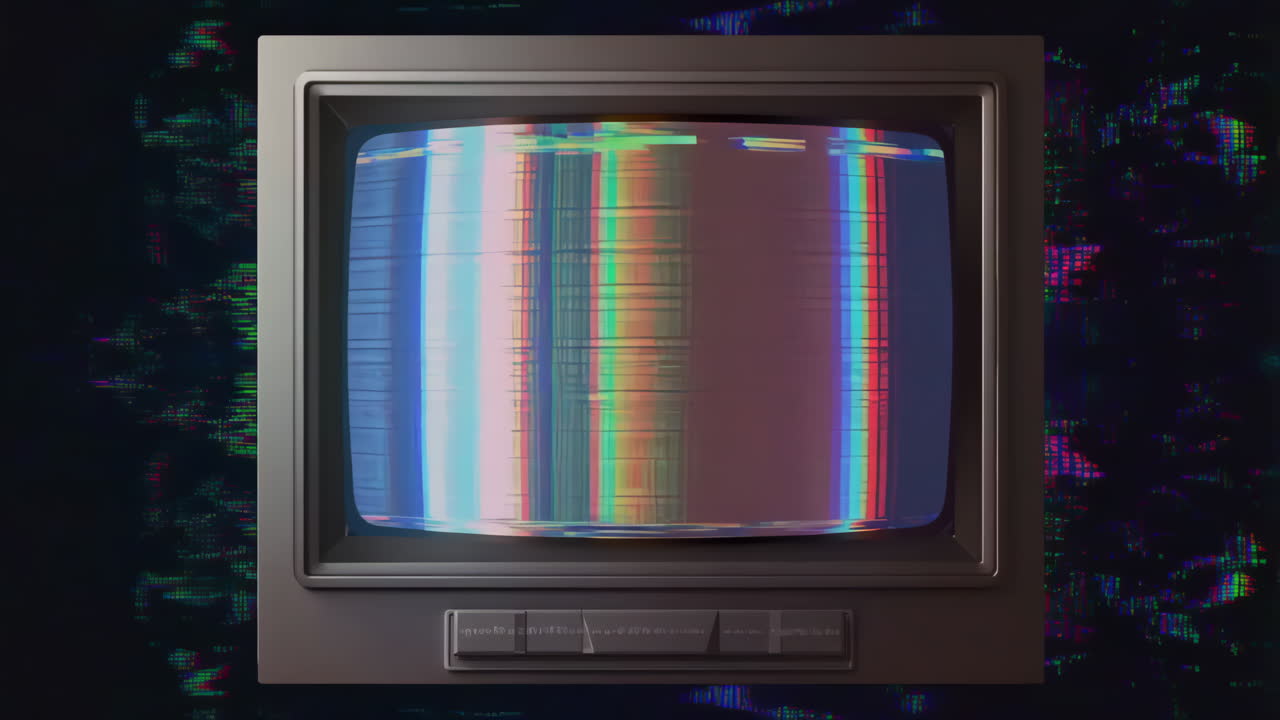 Vintage TV Glitch with Colorful Static and Noise