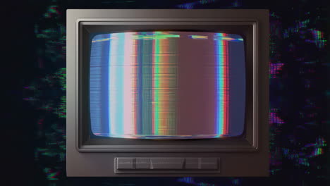 vintage tv glitch with colorful static and noise