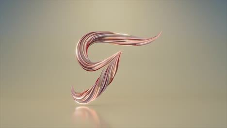 collection living alphabet. unique twisted letters. red pink color. letter t. 3d animation of seamless loop with alpha