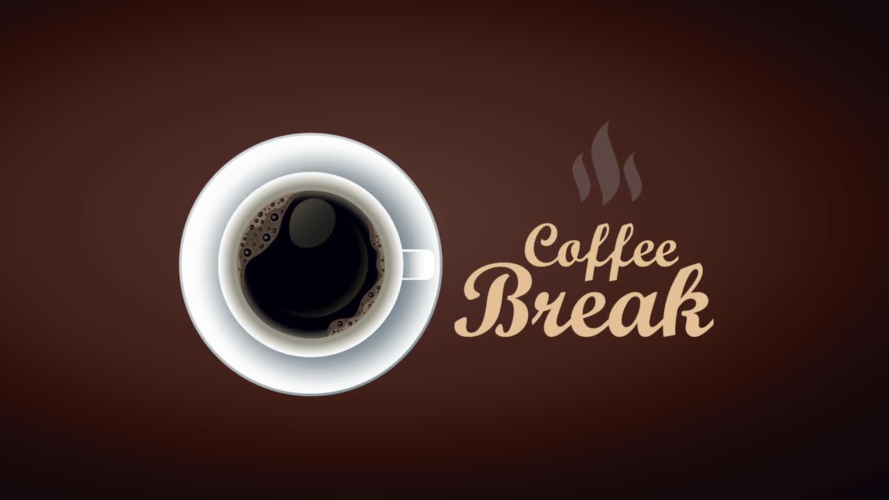 coffee break lettering animation with cup airview
