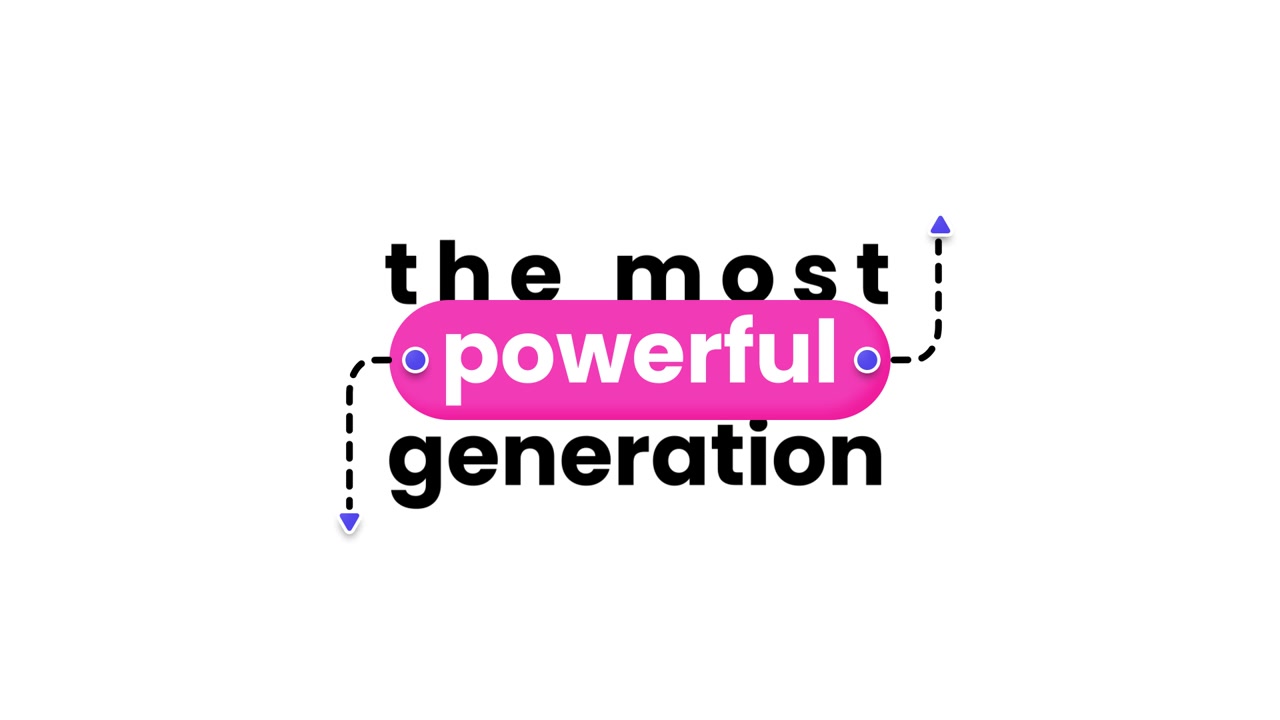 Animierte Textgrafik: Die mächtigste Generation.