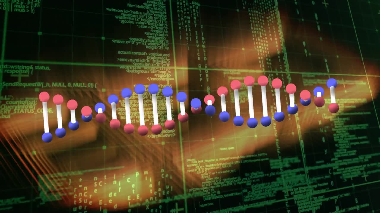 dna 가닥에 대한 데이터 처리의 애니메이션