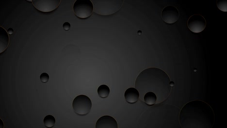 tech geometric motion background with abstract golden and black circles