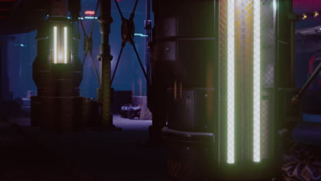 luces de neón de la ciudad futurista de ciencia ficción