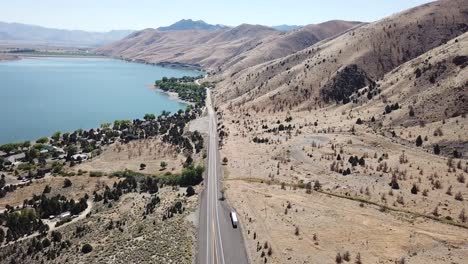 lake topaz in nevada 4k aerial shot pan up