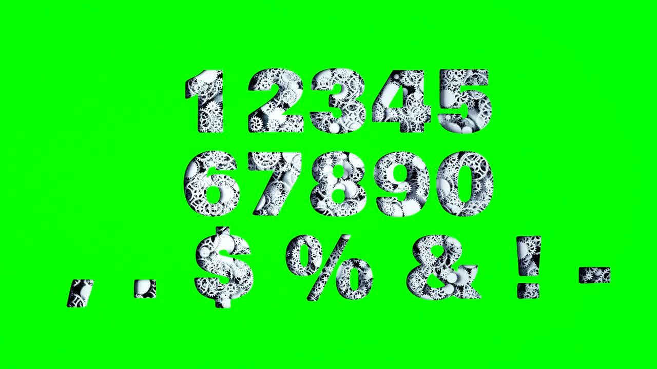 Numbers from gears. Realistic 4k flat animation.