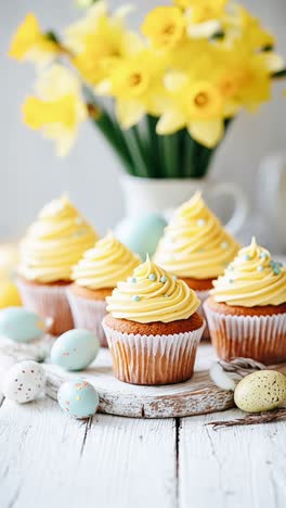 easter cupcakes with daffodils