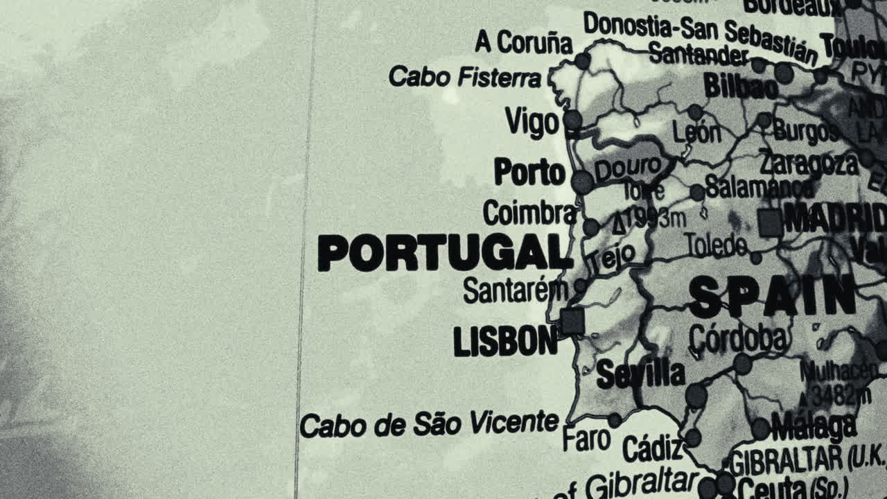 Map of Portugal and Spain