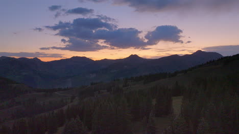 beautiful twilight sky in the colorado rockies on a summer evening