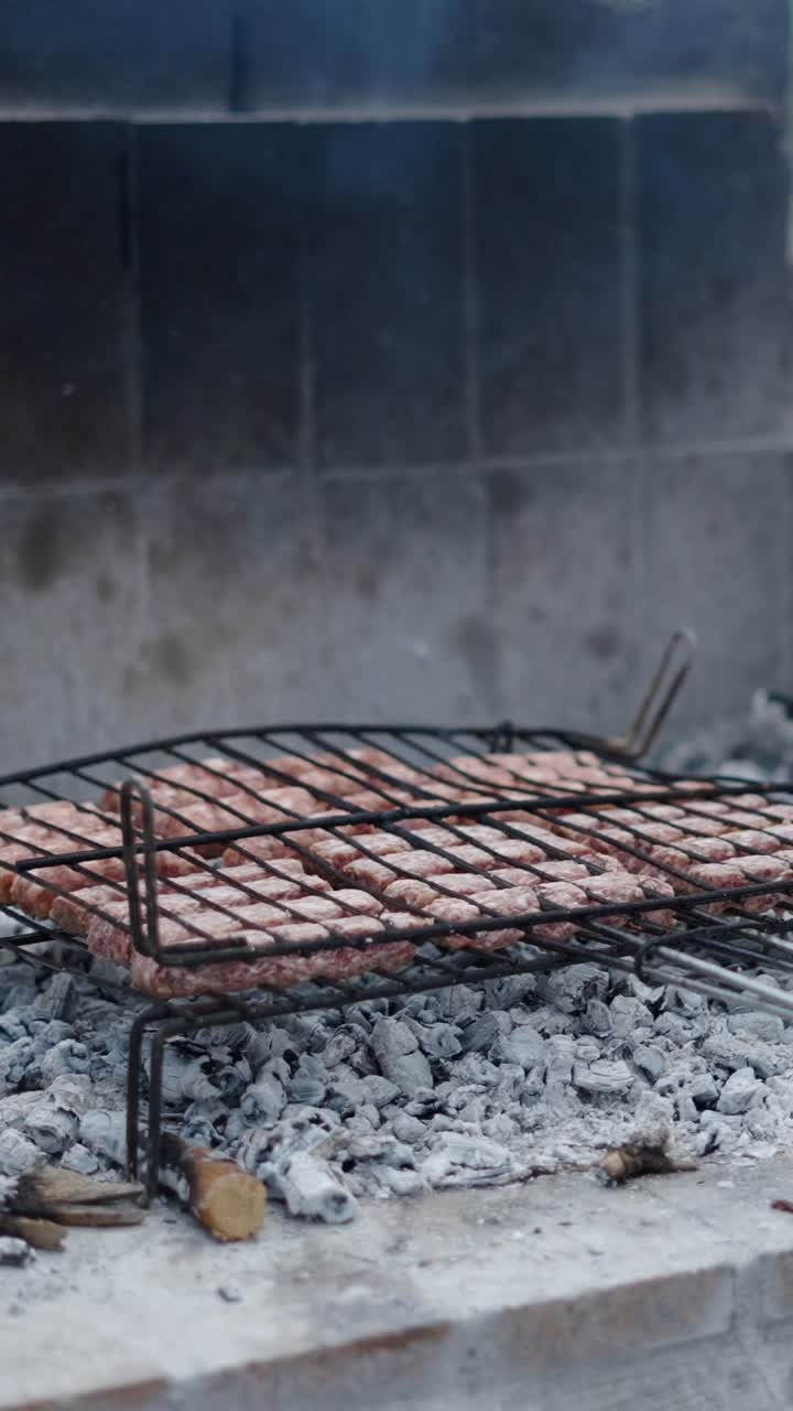 Meat grilling on a barbecue