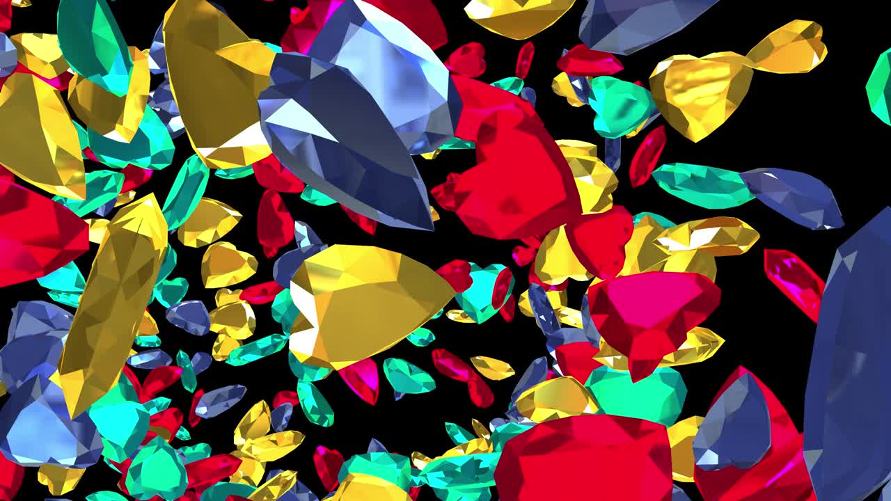 다채로운 다이아몬드 심장의 vj 루프 비행