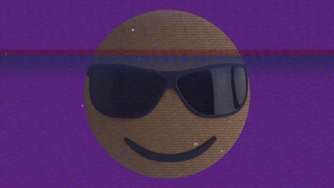 animación del icono emoji de las gafas de sol sobre la pantalla con ruido