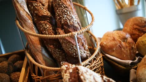 fresh bread in bakery baskets