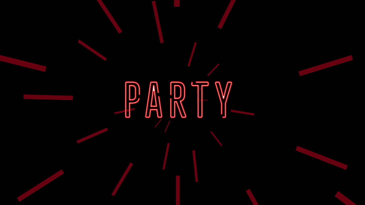 Animation of neon party on black background
