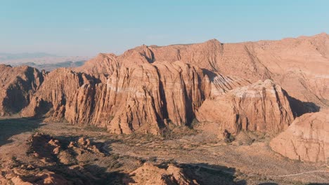 wide establishing aerial of the epic lava flows at snow canyon state park