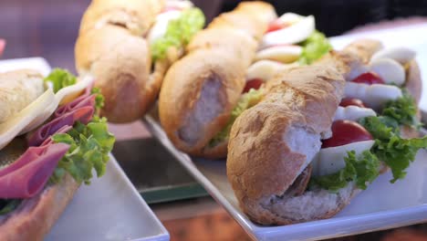 assortment of baguette sandwiches