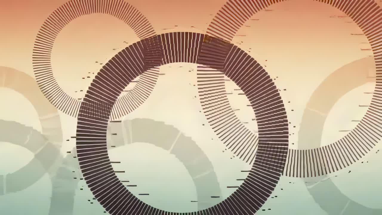 Playing clip starting large segmented ring rotating on vertical gradient, shifting ticks for motion