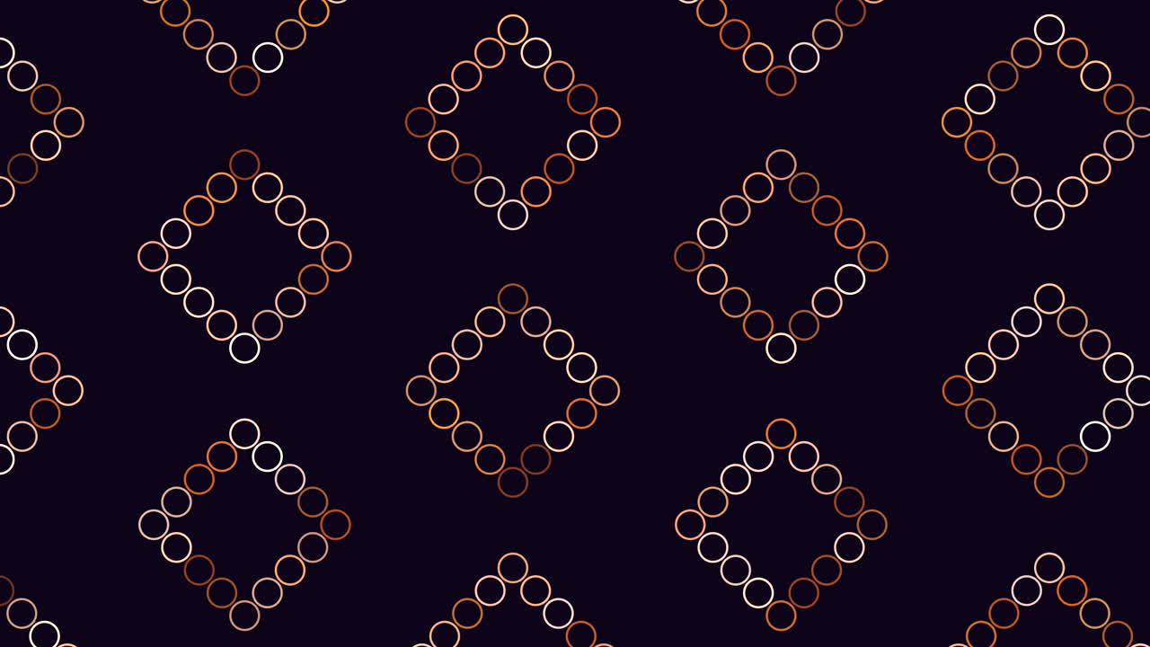 Repeat neon futuristic cubes pattern with rainbow rings on black gradient