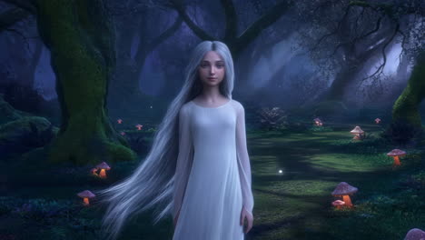 ethereal woman in an enchanted forest