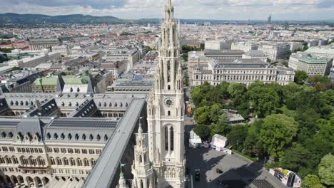 vienna's historic rathaus and surrounding cityscape on a clear summer day, aerial view