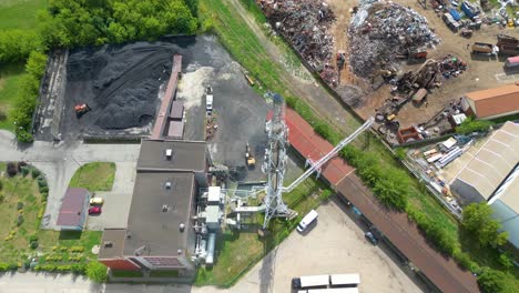 territory of the coal terminal with coal dumps and a regenerator