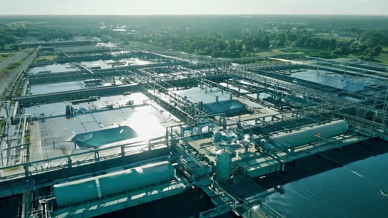 Aerial View of an Industrial Water Treatment Plant