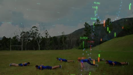 animación del procesamiento de datos sobre un grupo de hombres y mujeres que ejercen