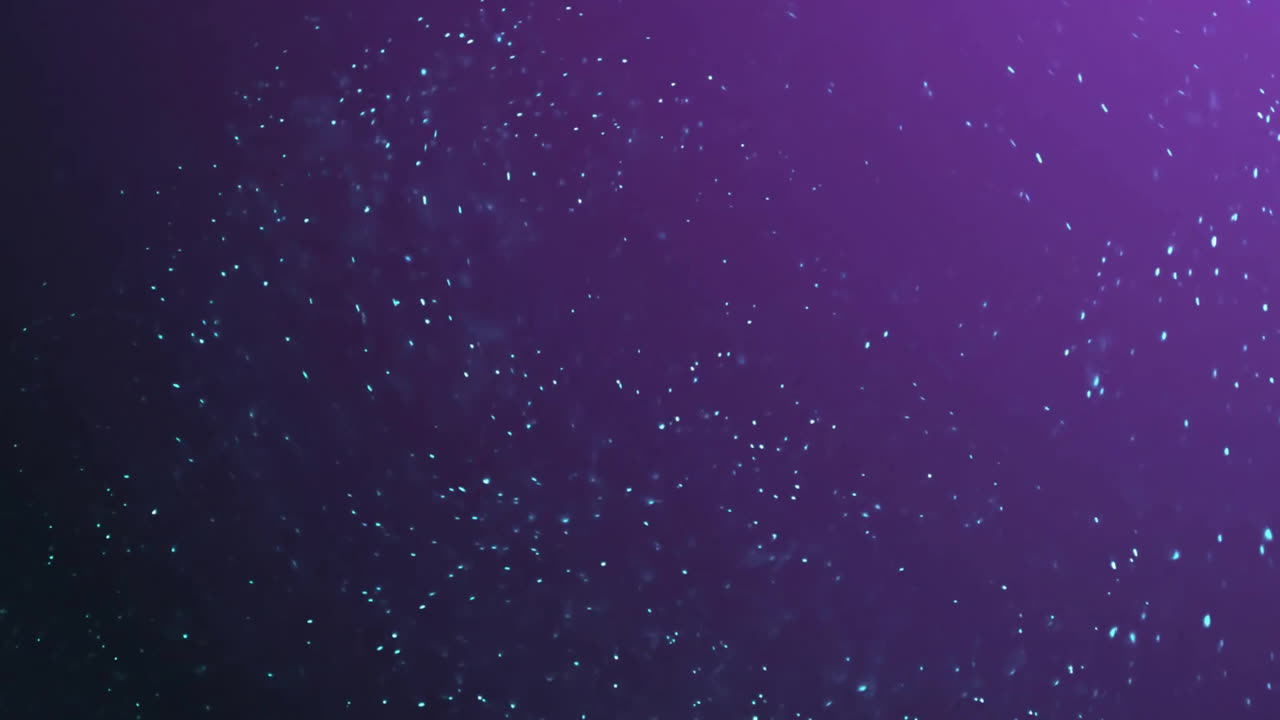 Animación de puntos de luz brillantes moviéndose sobre un fondo morado.