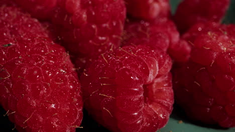 close-up of fresh red raspberries