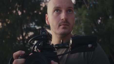 cameraman outdoors with camera
