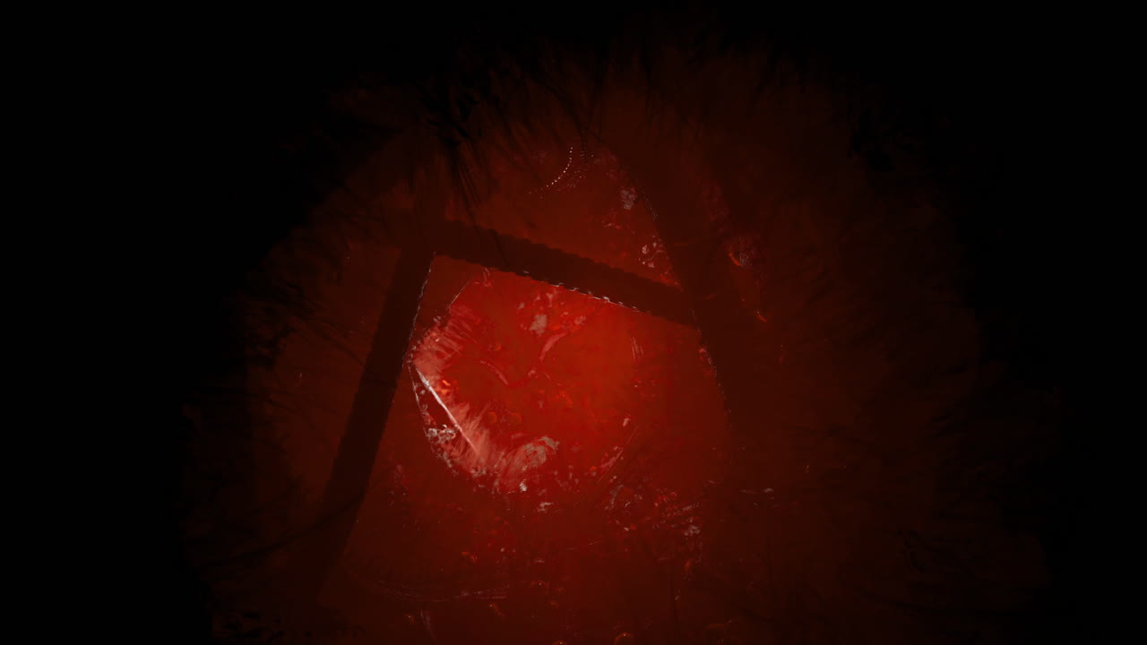 Dark red abstract background with swirling patterns and shadows present