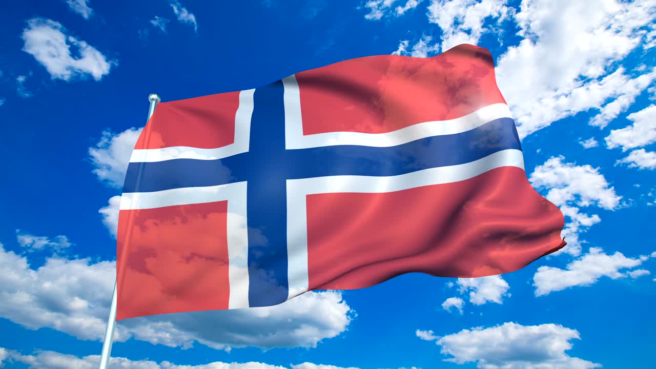 노르웨이의 발은 구름이 가득한 하늘을 배경으로 천 구조로 (loopable)