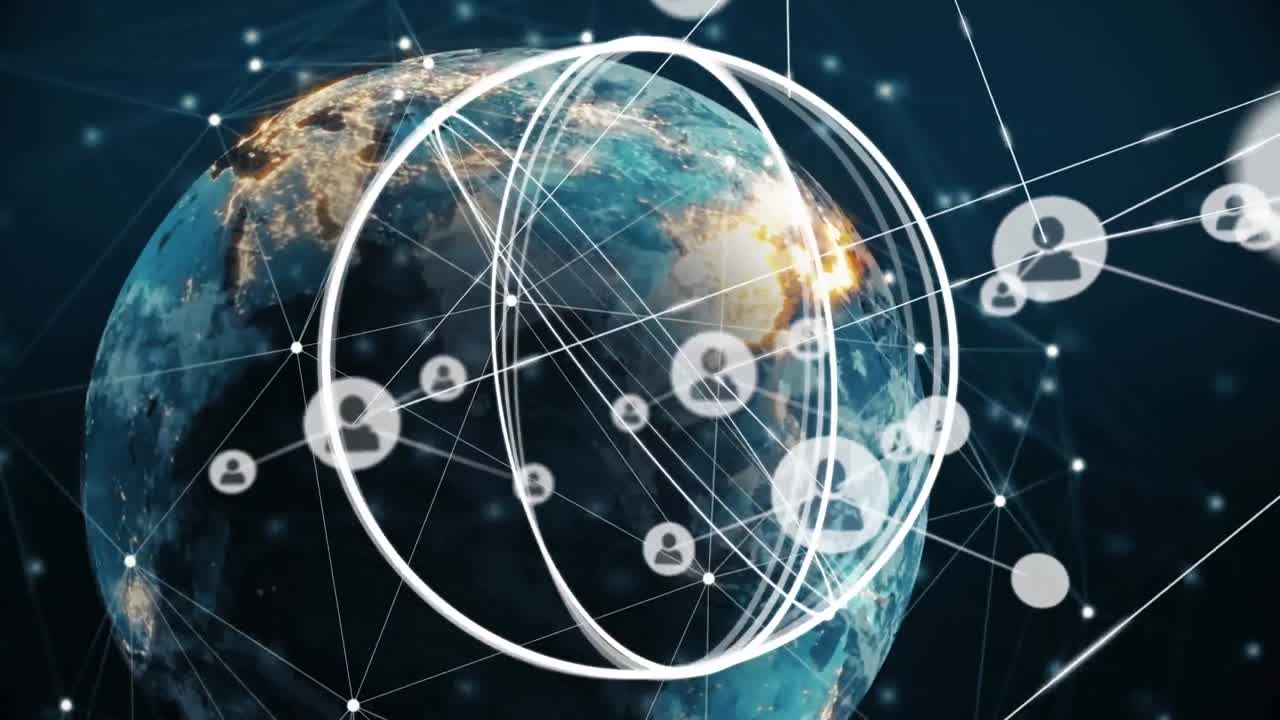 анимация сети соединений по всему миру