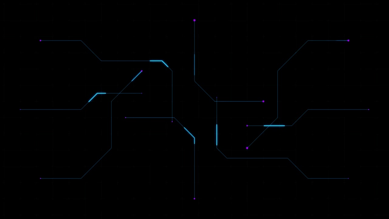 Abstract Digital Circuit Board Animation with Glowing Data Lines