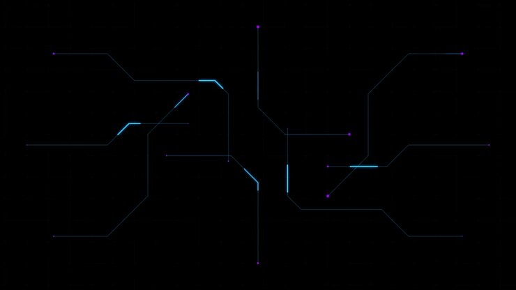Abstract Digital Circuit Board Animation with Glowing Data Lines