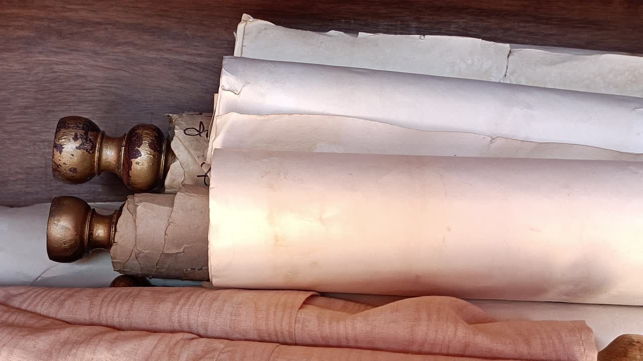 Old Library with Old Papyrus Manuscript