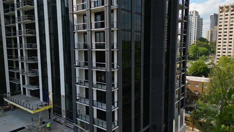 Aerial-View-Of-Residential-Building-Under-Construction-On-A-Daytime-In-Atlanta,-Georgia