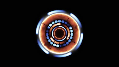 círculos de luz giratorios en azul eléctrico y naranja fuego para un fondo de efecto de ciencia ficción