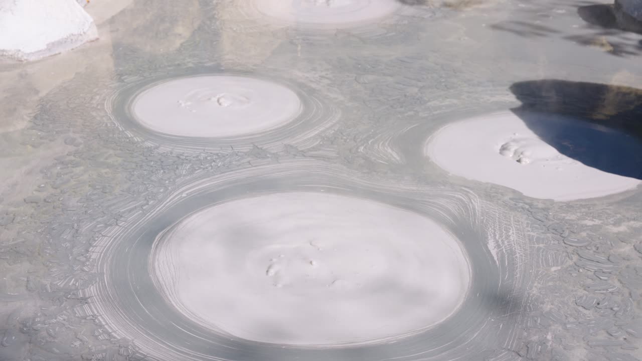 Boiling Mud Pool in Geothermal Region, Beppu Jigoku in Oita Japan